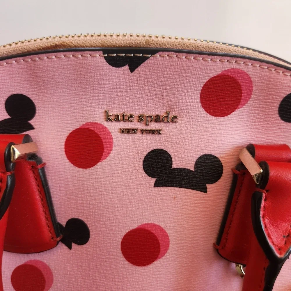 Kate Spade New York Disney Parks Mickey Mouse Ears Pink Red Purse Tote Bag READ